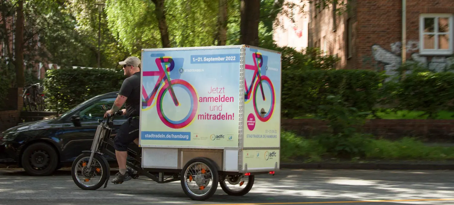 Stadtradeln-Werbung als Folie auf Transportrad Stadtradeln-Werbung als Folie auf Transportrad