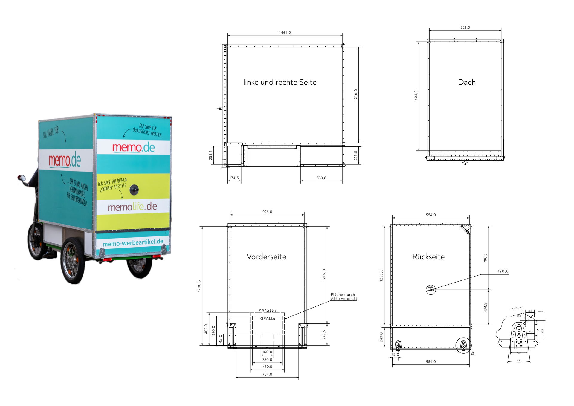 Zeichnung Aufbau und Maße der FOlierung eines Transportrads